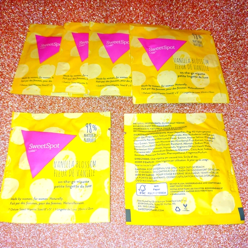 $4 Bundle of 6 SweetSpot Labs Vanilla Blossom towelettes